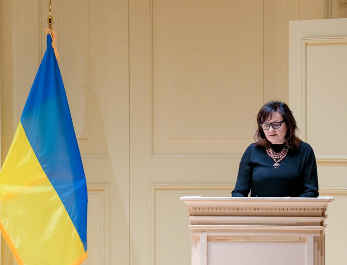 Oksana Konyk, the President of UNWLA NJ Regional Council, during her speech.